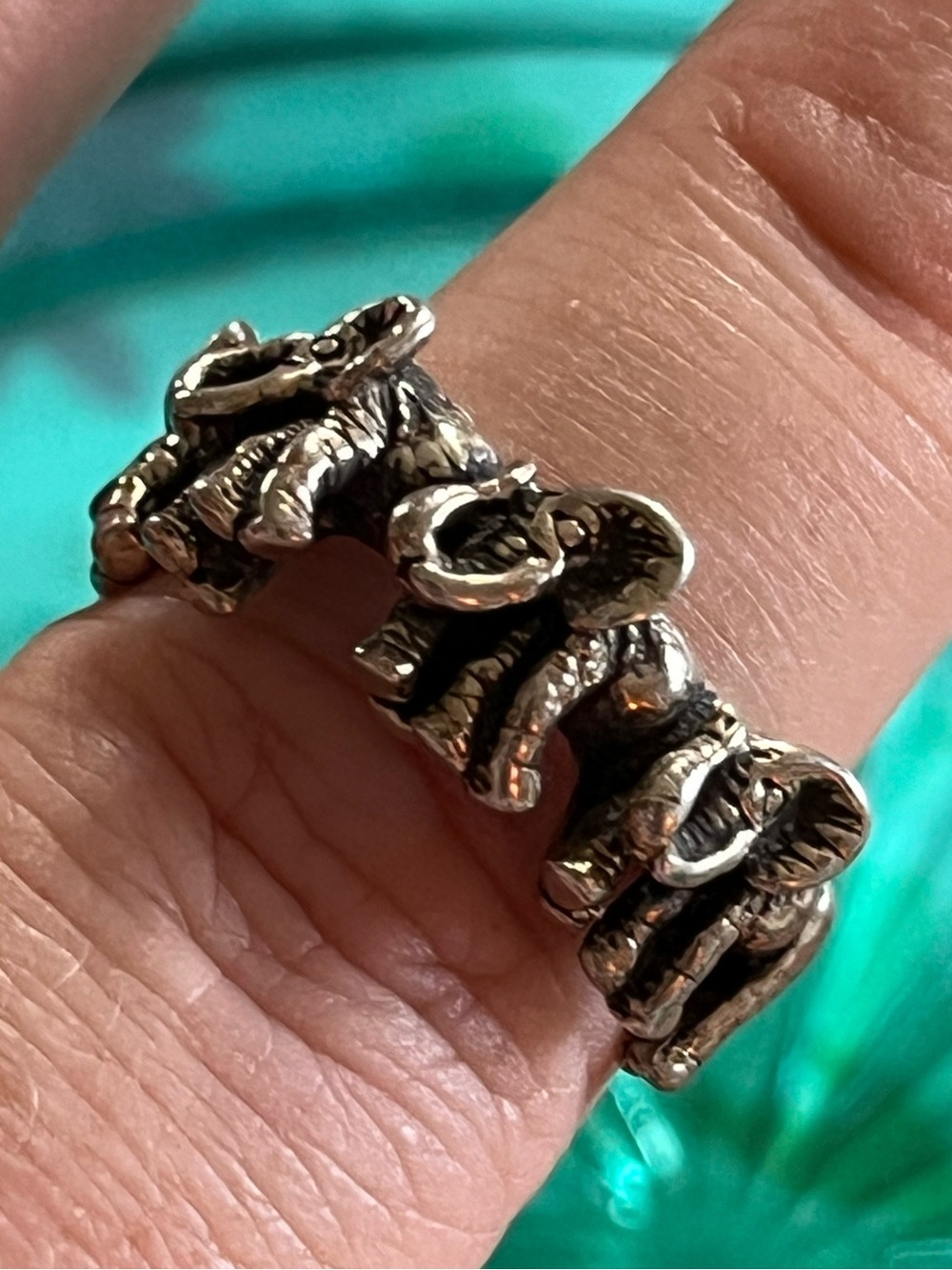 Vintage Kabana Signed Sterling Silver 925 Elephant Safari Size 6 Ring